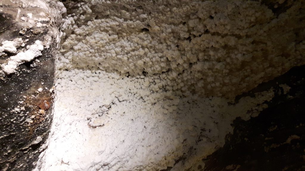 Wieliczkan suolakaivos. Suolaa kaivoksen seinässä